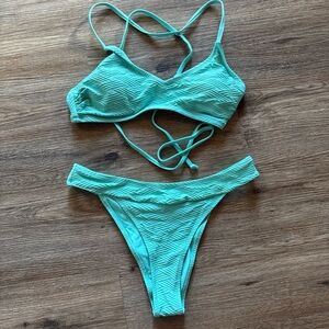Cupshe Mint Textured Strappy Bikini Set